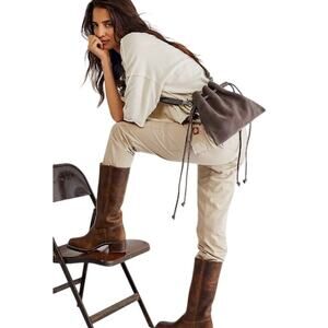 Free People Billie Suede Crossbody Drawstring Bag & Slouchy Silhouette